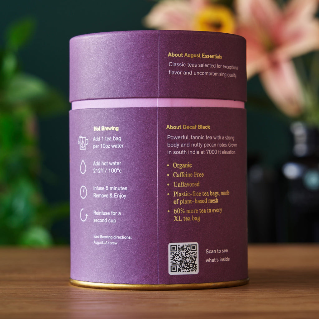 Essentials Decaf Black · Black Tea Bags (Caffeine Free) | August Uncommon Tea