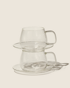 Blooming Glass Cups & Saucers · Borosilicate Tea Set (Set of 2) | The Qi