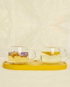 Blooming Glass Cups & Saucers · Borosilicate Tea Set (Set of 2) | The Qi