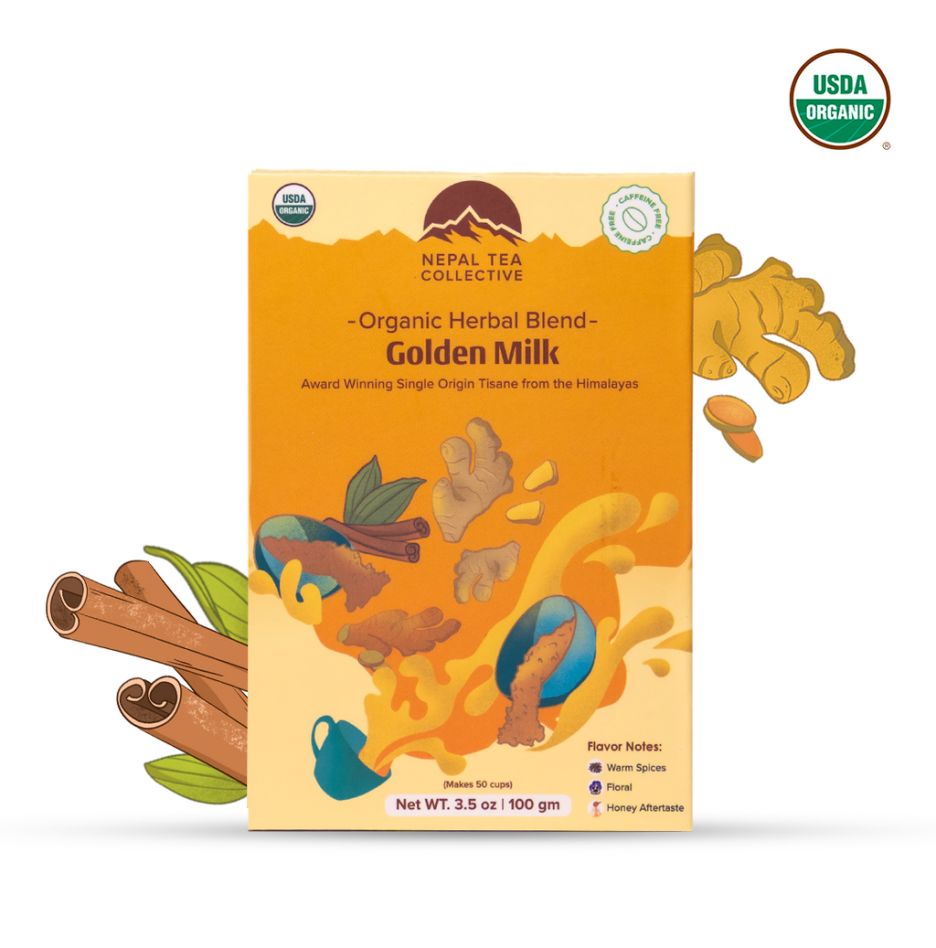 Organic Golden Milk · Herbal Blend (Caffeine Free) | Nepal Tea