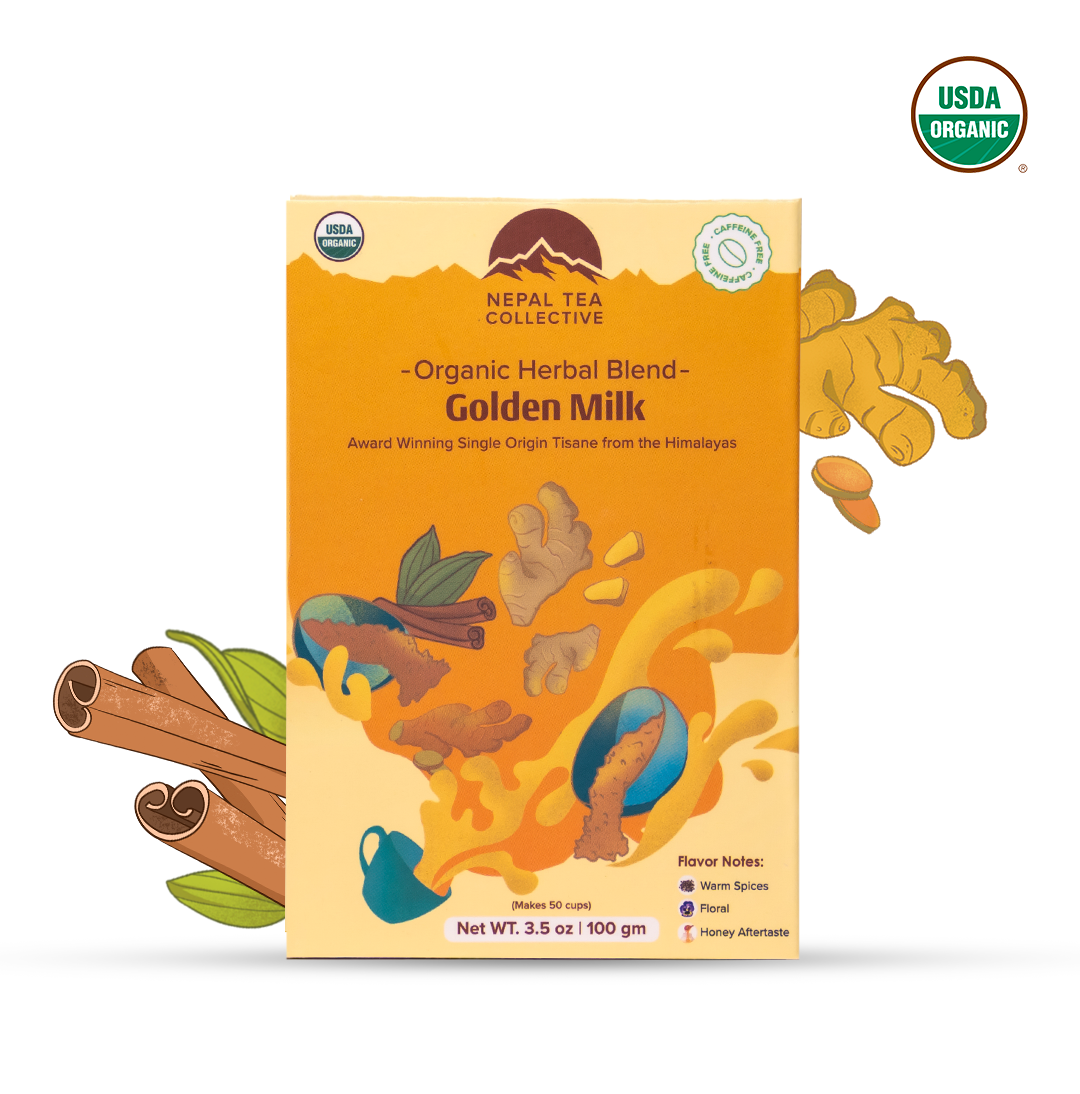 Organic Golden Milk · Herbal Blend (Caffeine Free) | Nepal Tea