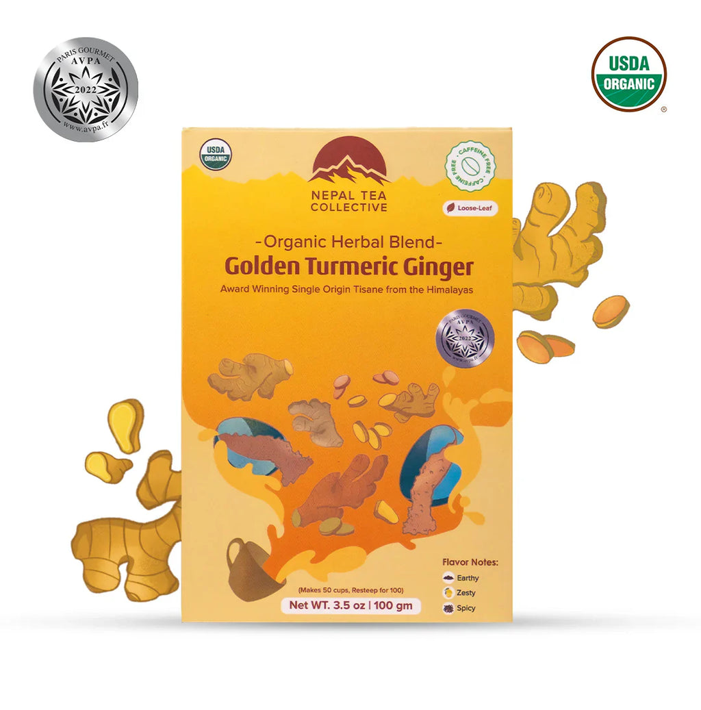 Golden Turmeric Ginger · Herbal Tea (Caffeine Free) | Nepal Tea